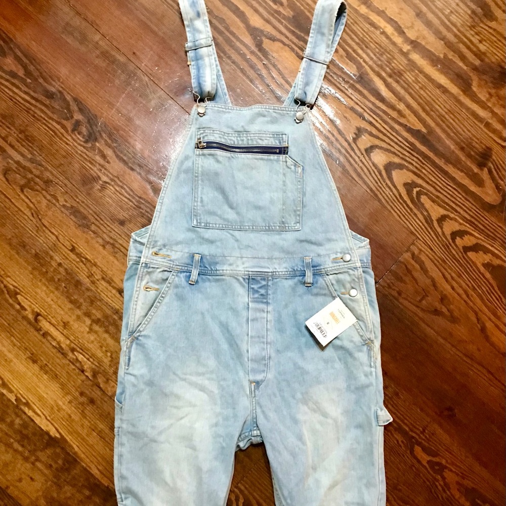 TOPMAN Light Wash Denim Dungarees